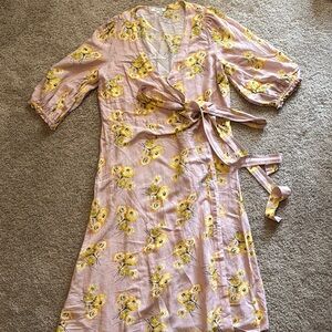 Madewell Pink Dress with Yellow Floral Design